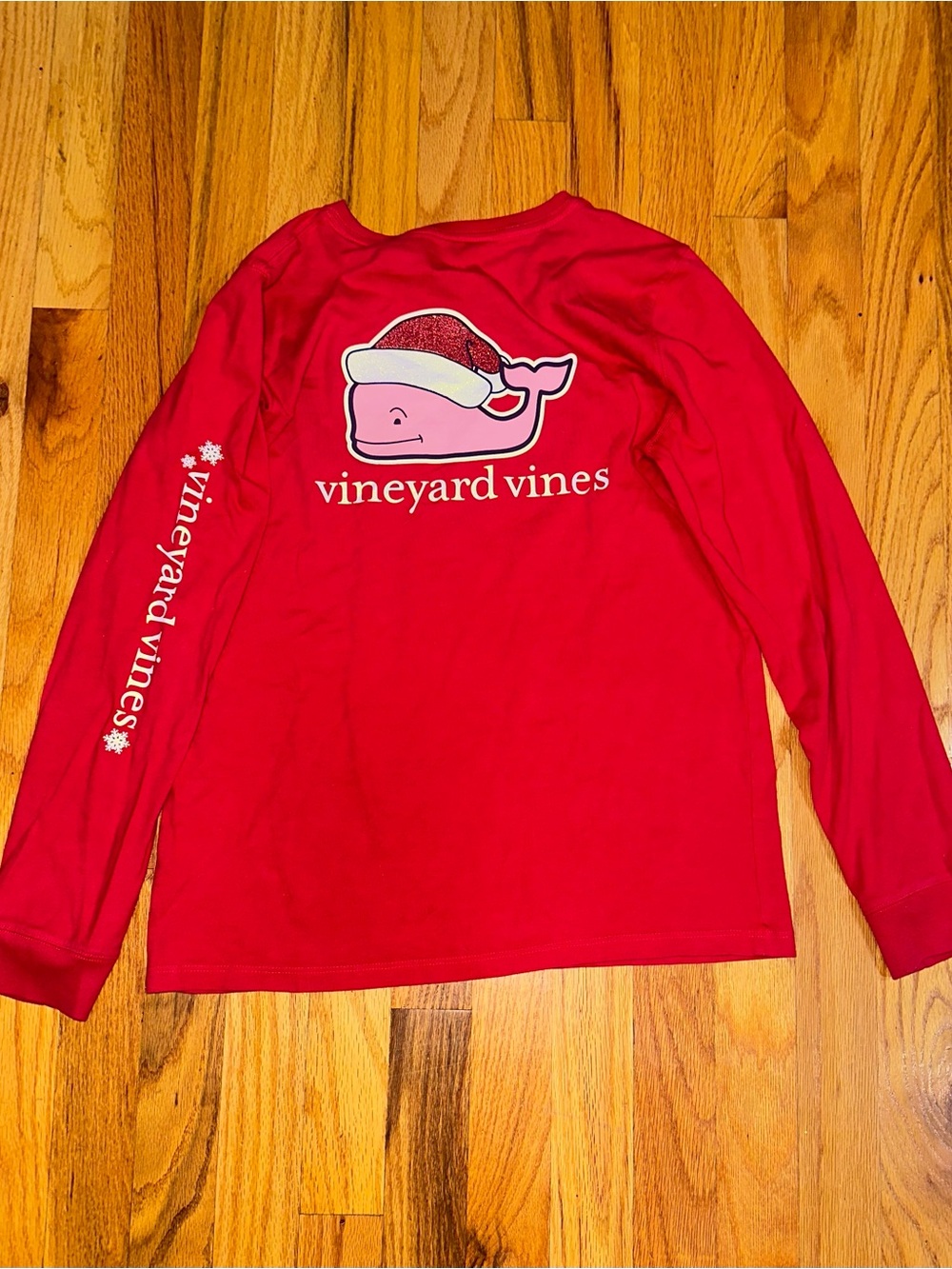 Vineyard Vines Long-Sleeve Whale Tee with Sparkle Holiday Hat Size XL(16)